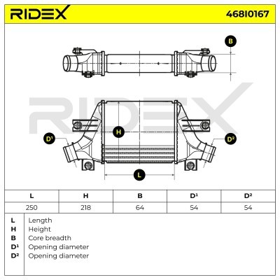 Intercooler, Charger RIDEX 468I0167 468I0167 - photo 6
