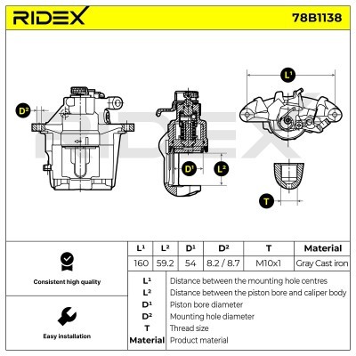 Brake Caliper RIDEX 78B1138 78B1138 - photo 6