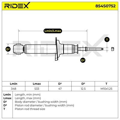 Shock Absorber RIDEX 854S0752 854S0752 - photo 8