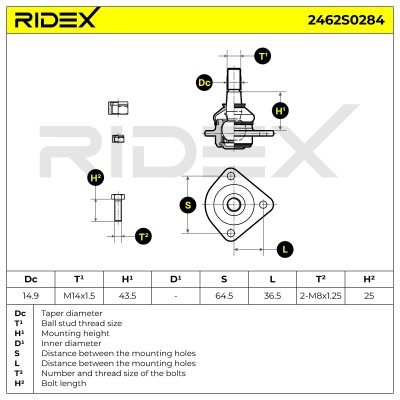 Ball Joint RIDEX 2462S0284 2462S0284 - photo 5