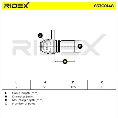 Crankshaft Pulse Sensor RIDEX 833C0148 833C0148 - photo 3