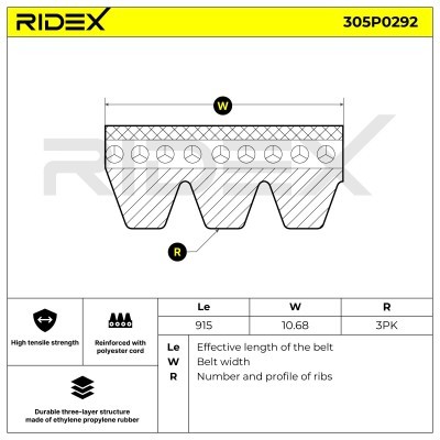 V-Ribbed Belt RIDEX 305P0292 305P0292 - photo 4
