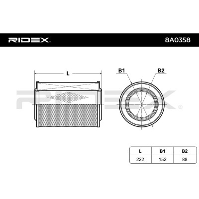 Air Filter RIDEX 8A0358 8A0358 - photo 4