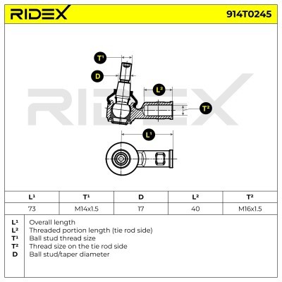 Tie Rod End RIDEX 914T0245 914T0245 - photo 6