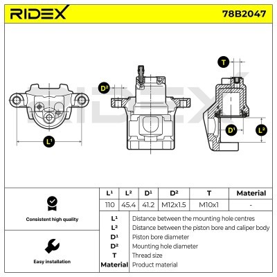Brake Caliper RIDEX 78B2047 78B2047 - photo 3