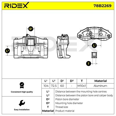 Brake Caliper RIDEX 78B2269 78B2269 - photo 3