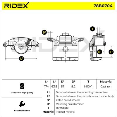 Brake Caliper RIDEX 78B0704 78B0704 - photo 3