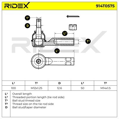 Tie Rod End RIDEX 914T0575 914T0575 - photo 6