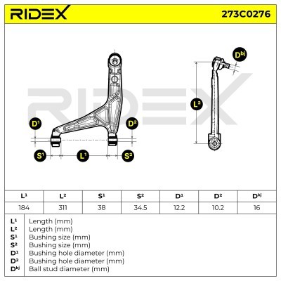 Control Arm RIDEX 273C0276 273C0276 - photo 3