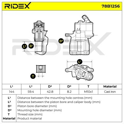 Brake Caliper RIDEX 78B1256 78B1256 - photo 7