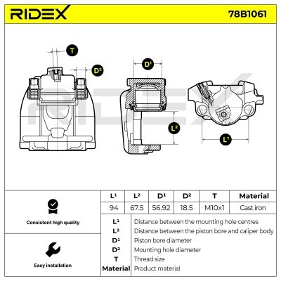 Brake Caliper RIDEX 78B1061 78B1061 - photo 5