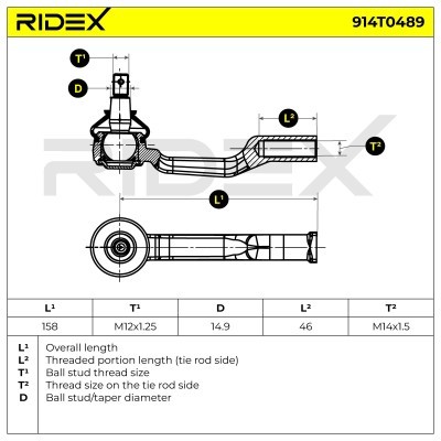 Tie Rod End RIDEX 914T0489 914T0489 - photo 6