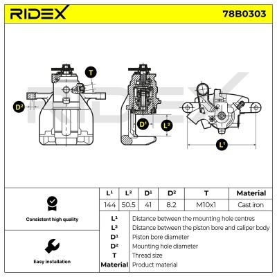 Brake Caliper RIDEX 78B0303 78B0303 - photo 2