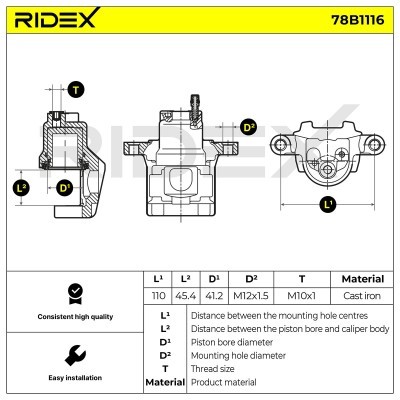 Brake Caliper RIDEX 78B1116 78B1116 - photo 6