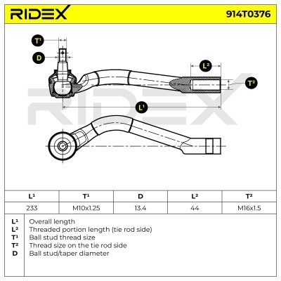 Tie Rod End RIDEX 914T0376 914T0376 - photo 7