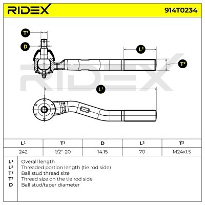 Tie Rod End RIDEX 914T0234 914T0234 - photo 7