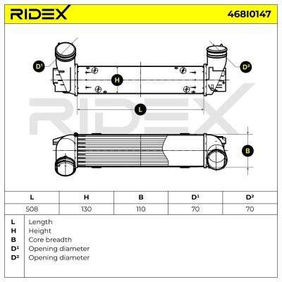 Intercooler, Charger RIDEX 468I0147 468I0147 - photo 7