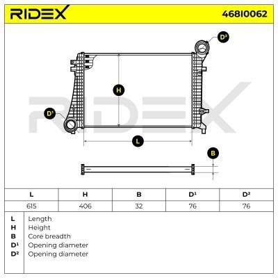 Intercooler, Charger RIDEX 468I0062 468I0062 - photo 5