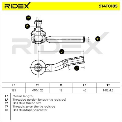 Tie Rod End RIDEX 914T0185 914T0185 - photo 5