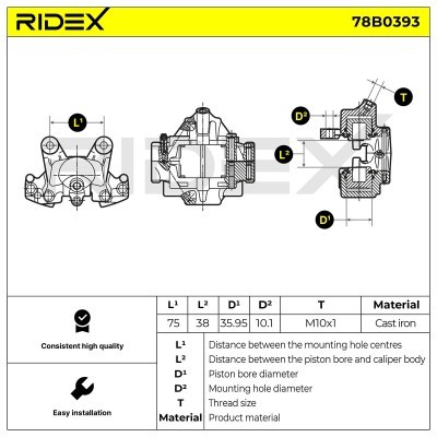 Brake Caliper RIDEX 78B0393 78B0393 - photo 4