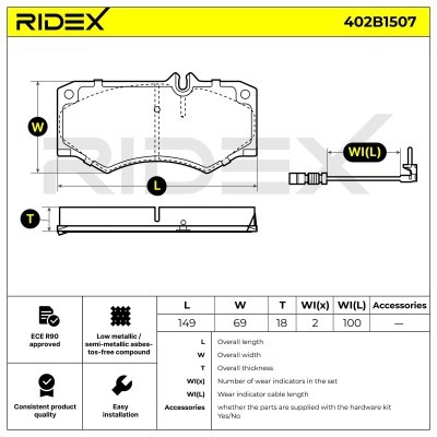 Brake Pads Set RIDEX 402B1507 402B1507 - photo 6