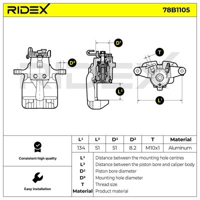 Brake Caliper RIDEX 78B1105 78B1105 - photo 5