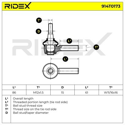 Tie Rod End RIDEX 914T0173 914T0173 - photo 6