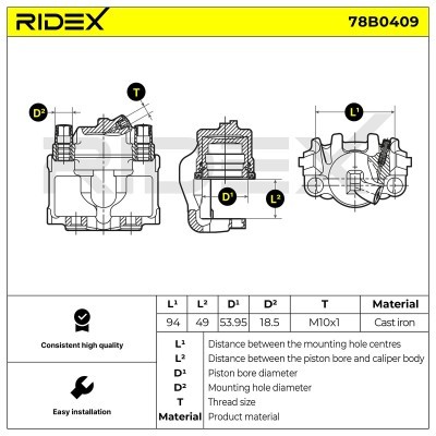 Brake Caliper RIDEX 78B0409 78B0409 - photo 6