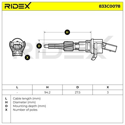 Crankshaft Pulse Sensor RIDEX 833C0078 833C0078 - photo 3
