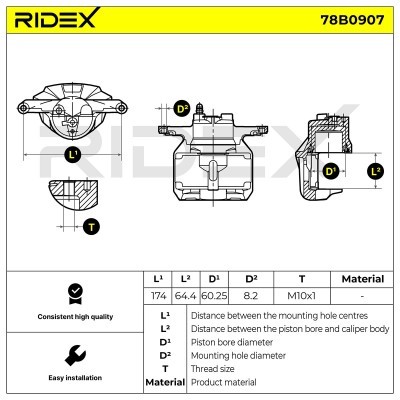 Brake Caliper RIDEX 78B0907 78B0907 - photo 7