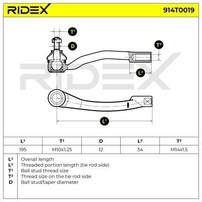 Tie Rod End RIDEX 914T0019 914T0019 - photo 7