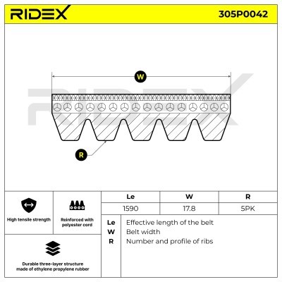 V-Ribbed Belt RIDEX 305P0042 305P0042 - photo 3