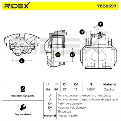 Brake Caliper RIDEX 78B0697 78B0697 - photo 8