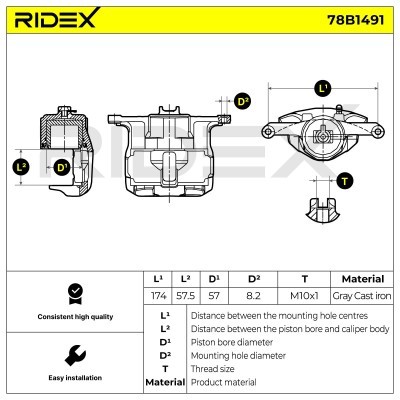 Brake Caliper RIDEX 78B1491 78B1491 - photo 6