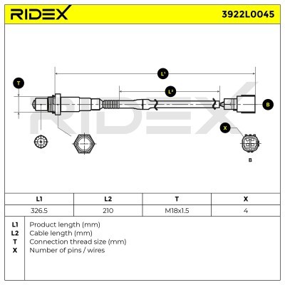 Lambda (Oxygen) Sensor RIDEX 3922L0045 3922L0045 - photo 6