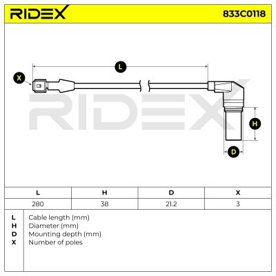 Crankshaft Pulse Sensor RIDEX 833C0118 833C0118 - photo 3