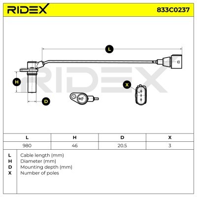 Crankshaft Pulse Sensor RIDEX 833C0237 833C0237 - photo 6
