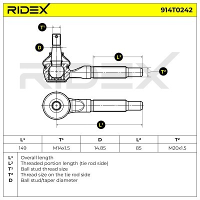 Tie Rod End RIDEX 914T0242 914T0242 - photo 7
