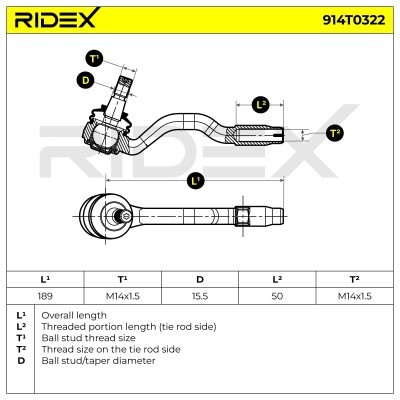 Tie Rod End RIDEX 914T0322 914T0322 - photo 6