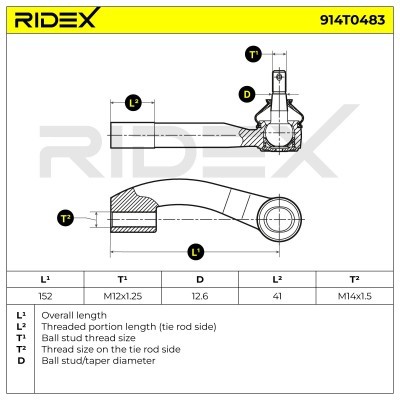 Tie Rod End RIDEX 914T0483 914T0483 - photo 7