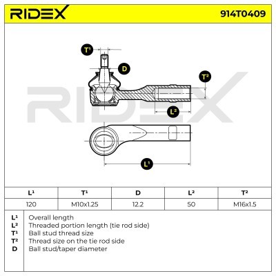 Tie Rod End RIDEX 914T0409 914T0409 - photo 5