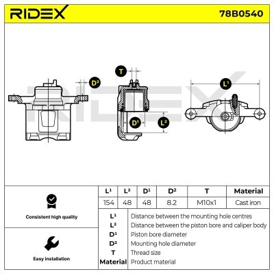 Brake Caliper RIDEX 78B0540 78B0540 - photo 6
