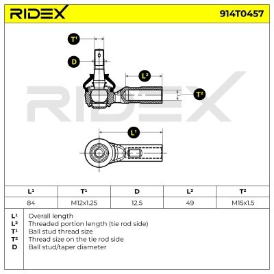 Tie Rod End RIDEX 914T0457 914T0457 - photo 5