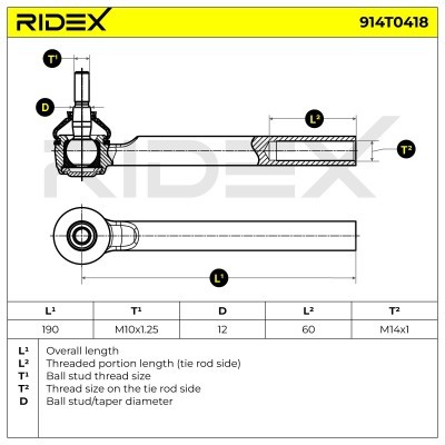 Tie Rod End RIDEX 914T0418 914T0418 - photo 6