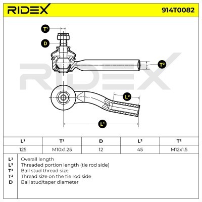 Tie Rod End RIDEX 914T0082 914T0082 - photo 6