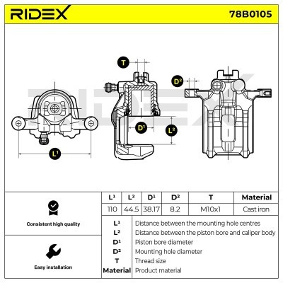 Brake Caliper RIDEX 78B0105 78B0105 - photo 2