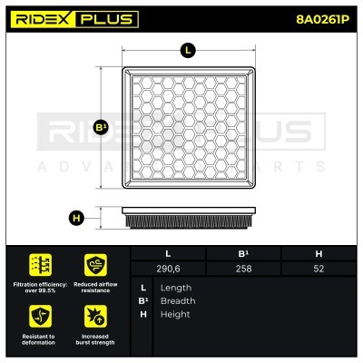 Air Filter RIDEX 8A0261P 8A0261P - photo 7
