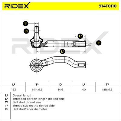 Tie Rod End RIDEX 914T0110 914T0110 - photo 5