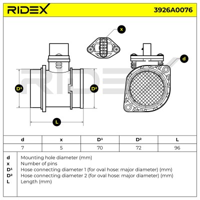 Air Mass Sensor RIDEX 3926A0076 3926A0076 - photo 7