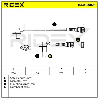 Crankshaft Pulse Sensor RIDEX 833C0006 833C0006 - photo 4